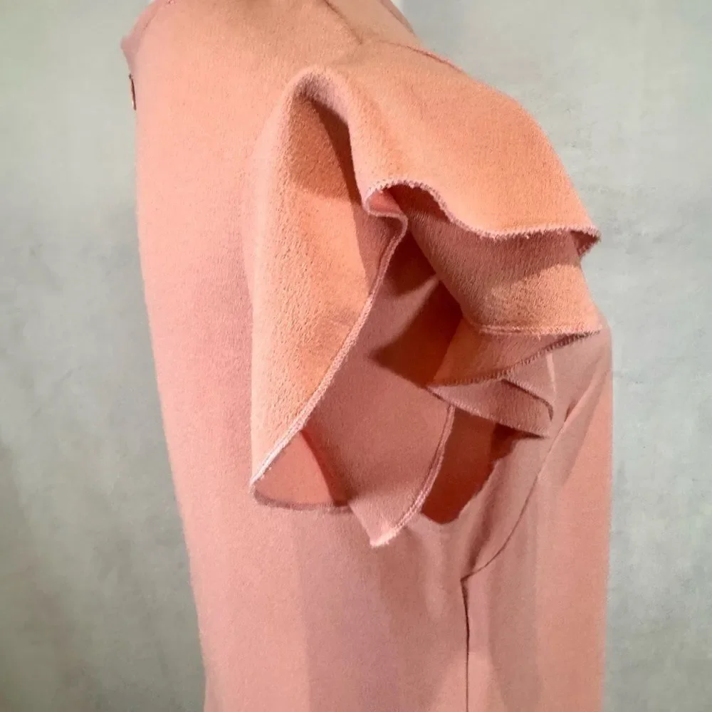 Ces Femme dusty pink double ruffle sleeve shift dress size medium